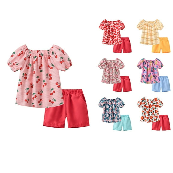 Ahuyic Summer Boys Girls 2 Piece Outfits,Toddler Kids Casual Clothing Set,Girls' Solid Color Bow Sleeveless Top Half Body Pants Skirt Two-piece Set,Hot Pink,5 Years