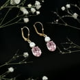 thumbnail image 3 of Lab Grown Pink Sapphire Drop Earrings with Moissanite, Lever Back Earrings - AAAA Grade, 10K Yellow Gold, 3 of 8