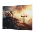 thumbnail image 3 of CozyNet Radiant Crown Glowing Softly Beside A Glowing Cross In Golden Light On A Hill Powerful Image Wall Art Prints With Frame Canvas Perfect for Living Room & Bedroom, Wall Decor 12"x16", 3 of 10