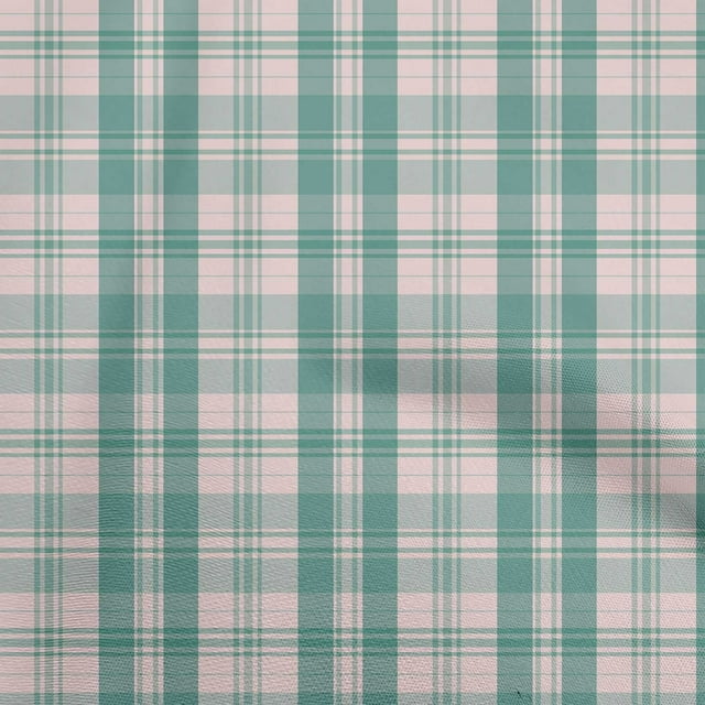 oneOone Rayon Dusty Teal Green Fabric Check Sewing Craft Projects Fabric Prints By Yard 56 Inch Wide