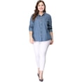 thumbnail image 4 of CamiDe Cambray ManLarCon Bolsillo En El Pecho TalGrande PaMujer Azul 5XL, 4 of 6