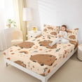 thumbnail image 4 of Erosebridal Brown Capybara Kid Bed Sheets, Cartoon Flower Rainbow King Sheets, 4pcs, 4 of 5