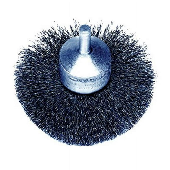 Stem-Mounted Circular Flared End Brushes, Steel, 20,000 Rpm, 1 1/2" X 0.008"