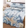 thumbnail image 3 of Quilts Full Size Bedding Set, Blue Crab Coastal Lightweight Quilted Comforter, Beach Starfish Nautical Coral Ombre Soft Reversible Bedspread Coverlet with Pillow Covers for All Season, 78" x 90", 3 of 7