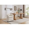 thumbnail image 2 of Homycasa Chenille Fabric Dining Armchair Back Cushion Universal Wheels Beige, 2 of 9