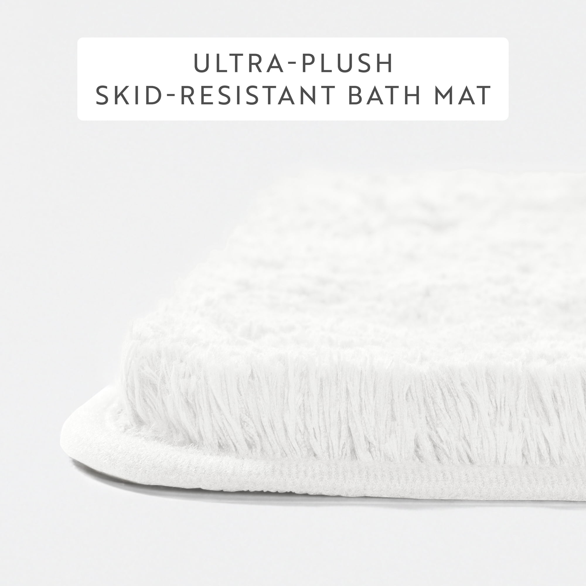 Plush Absorbent Bath Mat Rug with Anti-Skid Rubber Backing, 24 x 17, White, by Noble Linens