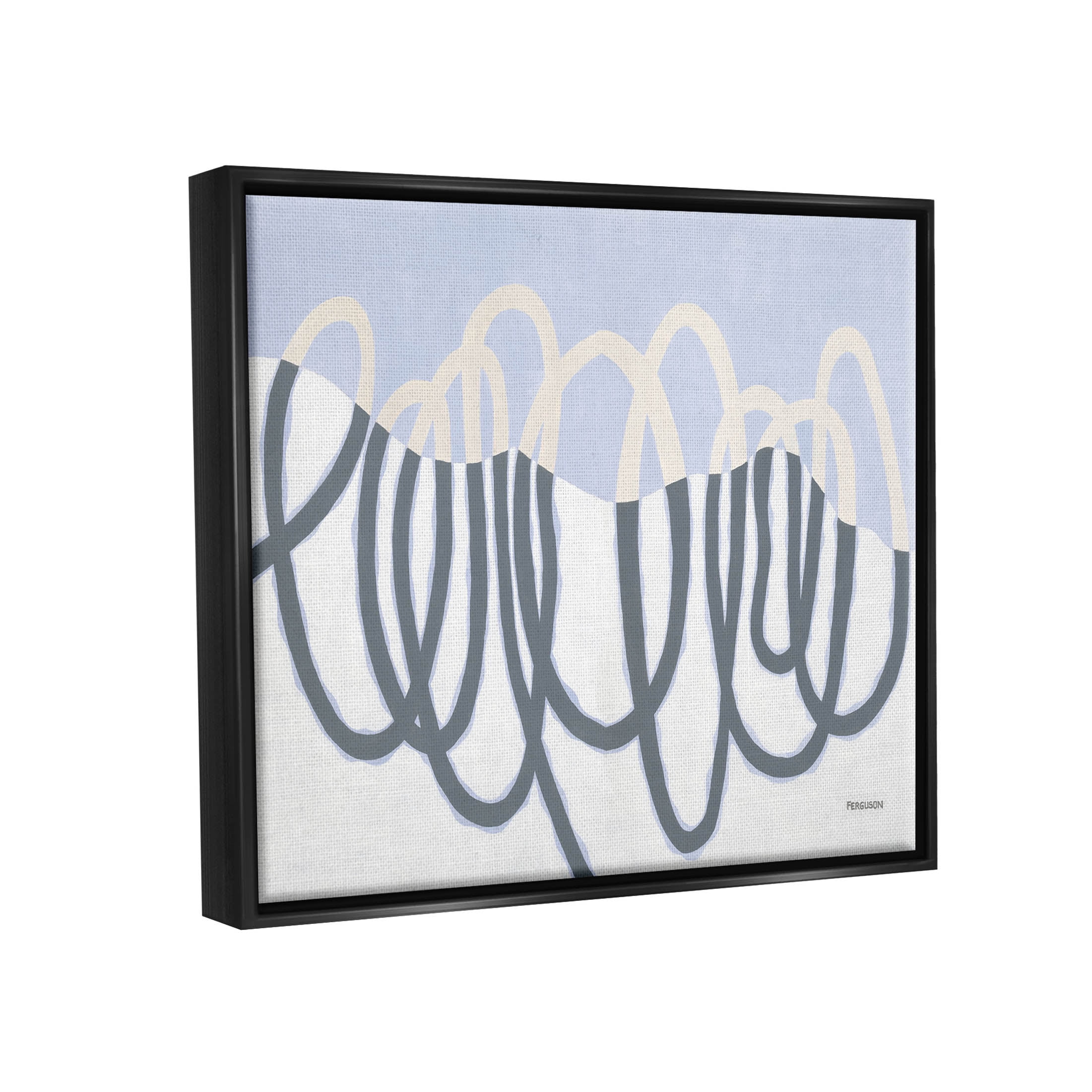 Stupell Industries Contemporary Split Spiral Shape Graphic Art Jet Black Floating Framed Canvas Print Wall Art, Design by Kathy Ferguson