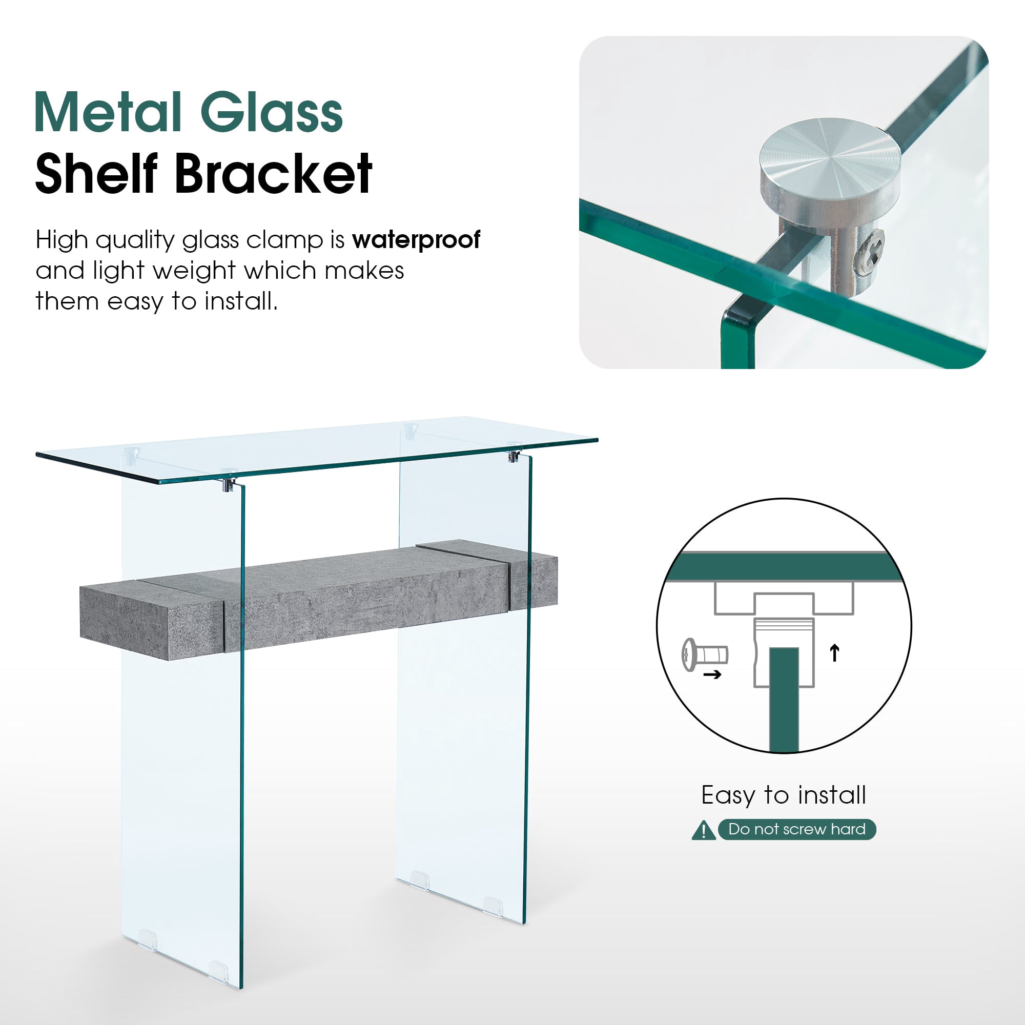 ivinta Narrow Glass Console Table with Storage Modern Sofa Table Entryway Table Glass Writing Desk Small Computer Desk TV Table Buffet Table Modern Accent Table for Small Space