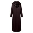 thumbnail image 4 of IWRICH Women's Maxi Long Hoodie Dress Pullover Sweatshirt Spring Fall Autumn Winter Loose Sweatshirts Dress Navy L, 4 of 5