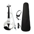 thumbnail image 3 of Conjunto de violín eléctrico con estuche de transporte y accesorios para violín, madera maciza, silencioso. Blanco, 3 of 9