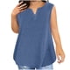 thumbnail image 3 of Camisas para mujer,Camisola de cuello en V para mujer, sin mangas, con botones, de imitación de tela, corte entallado, ideal para uso diario y en casa, sopatenor, 3 of 9