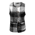 thumbnail image 4 of CENGNIAN Women's Crewneck Plaid Flannel Vests,Sleeveless Open Front Blazer Jackets For Women,Ladies Fall Winter Waistcoats with Pockets,Black,Size M, 4 of 7