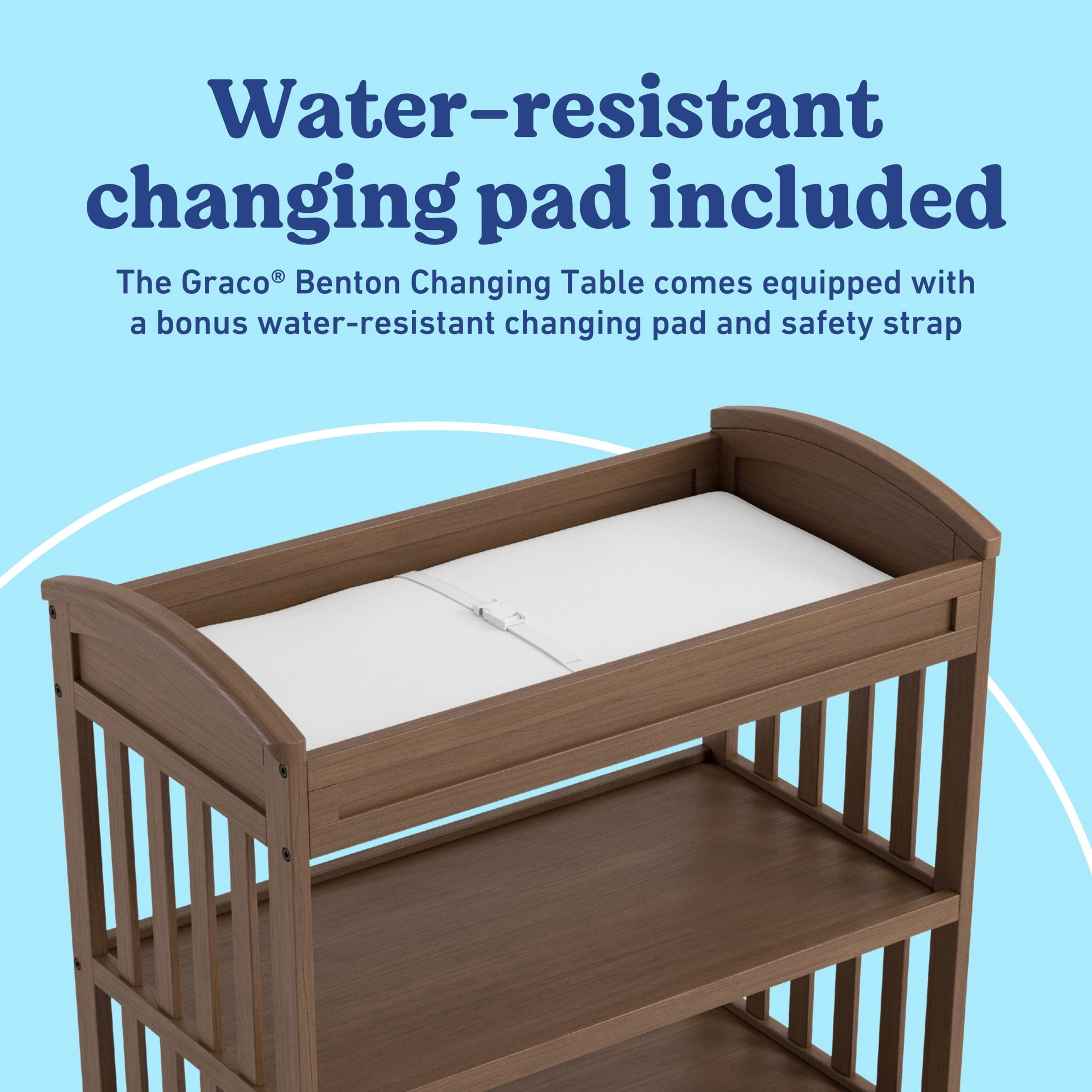 Graco Benton Infant Changing Table with Bonus Water-Resistant Changing Pad, Hazelnut