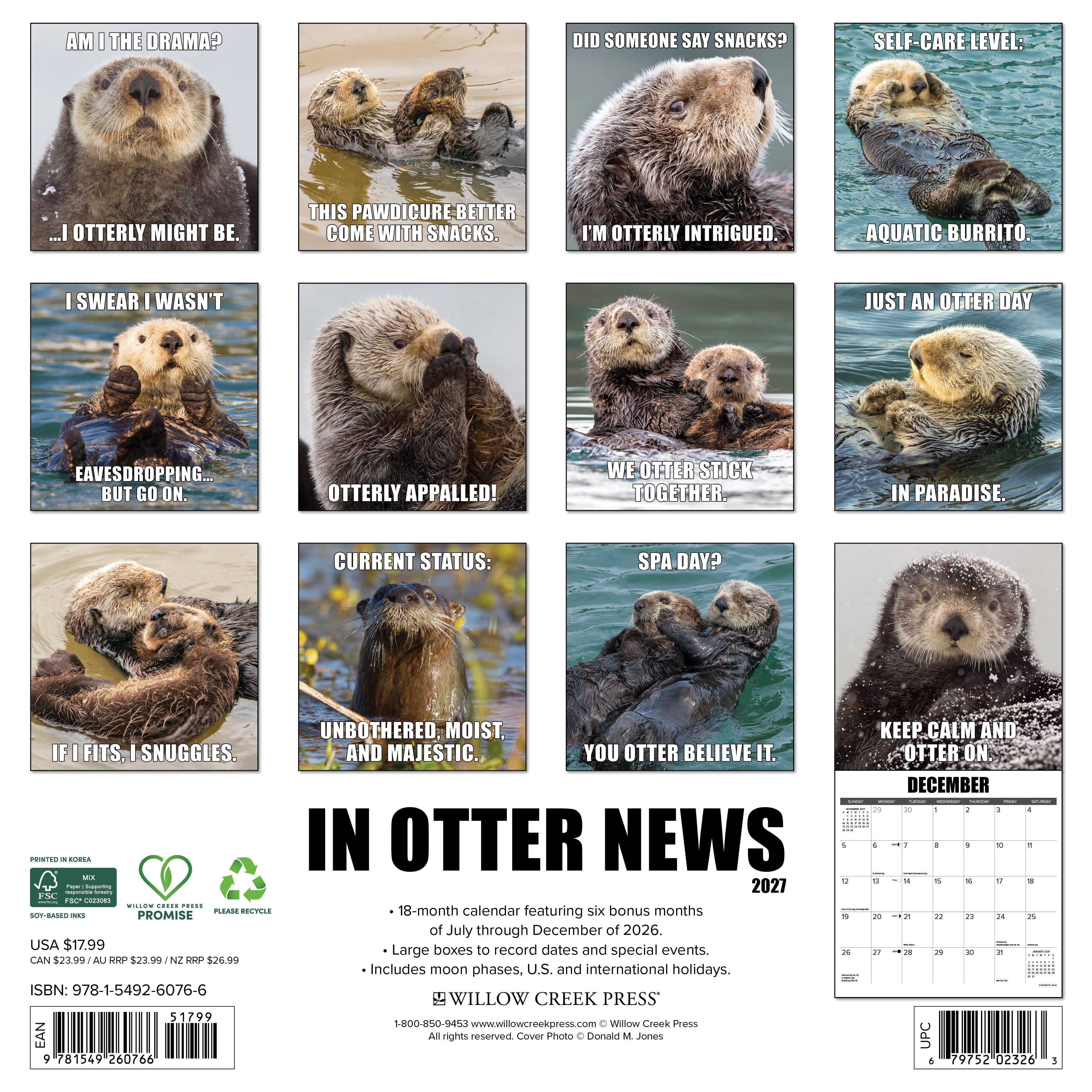 Willow Creek Press, In Otter News 2027 Wall Calendar