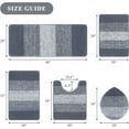 thumbnail image 3 of Ileading Traditional 5 Piece Large Size Microfiber Washable Bathroom Rug Set, Grey, 3 of 8
