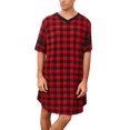 thumbnail image 3 of Ekouaer Nightshirt for Men Comfy Nightwear Big&Tall V Neck Short Sleeve Soft Loose Pajama Sleep Shirt, 3 of 6