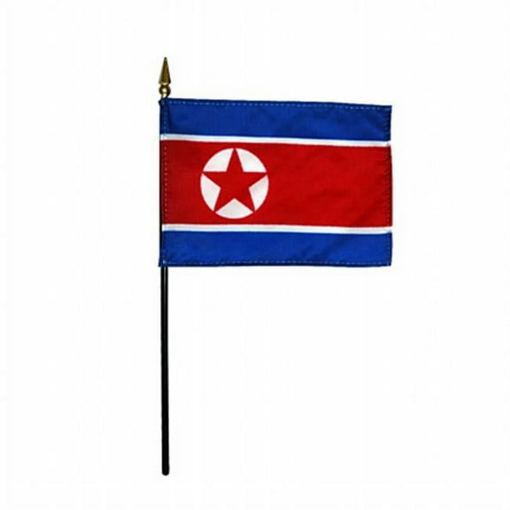 Annin Flagmakers 213877 4 x 6 in. Eb North Korea Mounted - 12 Pack