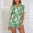 thumbnail image 3 of SWSMCLT Women's Breathable Pajama Set Boyshorts Comfy Classic Matching Sets Loungewear Set Button Chic Elastic Band Light Green Medium, 3 of 5