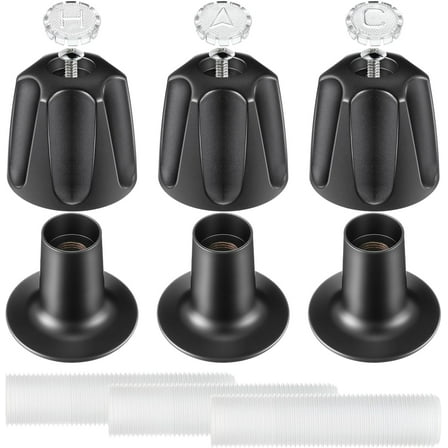 Lsupdaol Bathtub and Shower 3 Handle Remodel Trim Kit Compatible with Pfister Verve Tub Shower, Faucet Knob Replacement Include 1 Hot 1 Cold 1 Diverter and 3 Flanges (Matte Black)