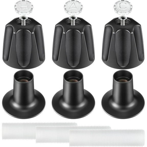 Lsupdaol Bathtub and Shower 3 Handle Remodel Trim Kit Compatible with Pfister Verve Tub Shower, Faucet Knob Replacement Include 1 Hot 1 Cold 1 Diverter and 3 Flanges (Matte Black)