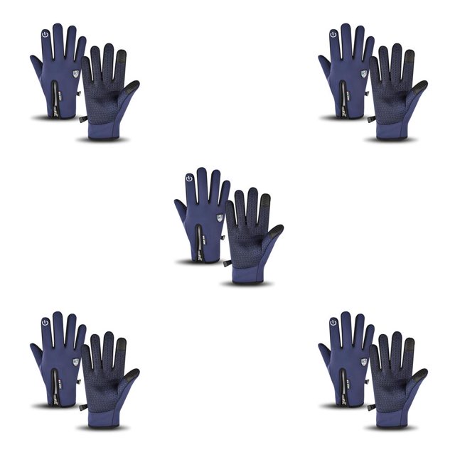 Greeniant Guantes de invierno para exteriores resistentes a la intemperie Pantalla táctil elástica Equitación Cálido Unisex Correr Mano Pesca L, azul oscuro 5Conjunto