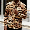 thumbnail image 4 of BUWTTER Men Shirts Button Down Casual Long Sleeve with Animal Print Stripe Pattern Fall Comfortable Yellow Shirt L, 4 of 4