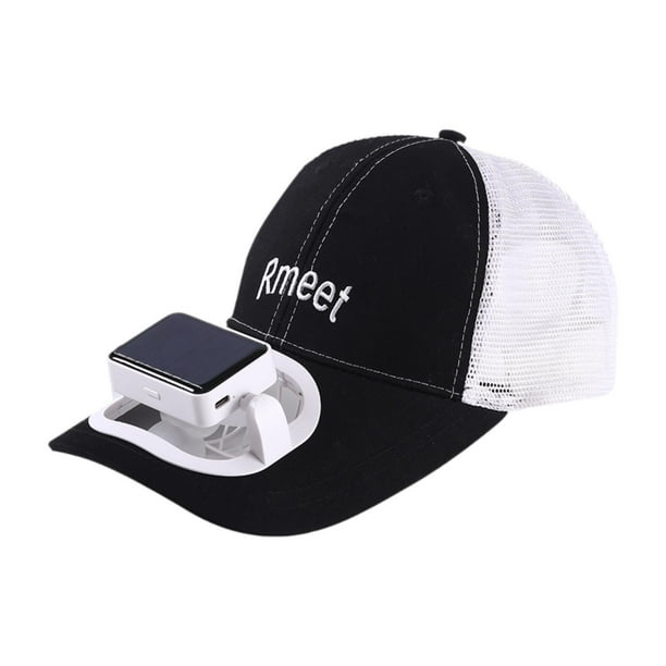Sombreros con visera solar y ventilador, ventilador desmontable, sombrero con ventilador, sombrero de playa transpirable, sombrero para el sol Negro