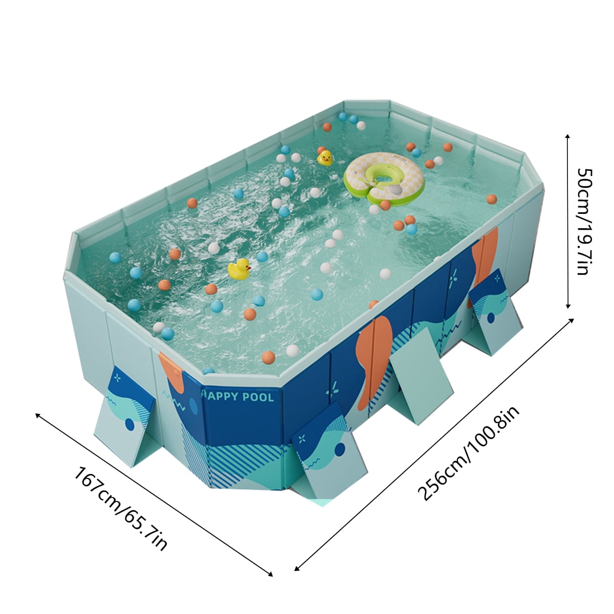 SHIBAILI Blue Non - Inflatable Family & Kids Swimming Pool with Metal Frame,Foldable (100×66×20 in)