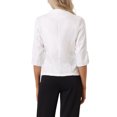 thumbnail image 3 of INSPIRE CHIC Women's Office Work Suit Jacket Notched Lapel Collar 3/4 Sleeve Blazer S White, 3 of 4