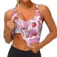 thumbnail image 3 of Picia Strawberry Popsicle Sports Bra for Women,Padded Strappy Sports Bras Medium Support Yoga Bra with Removable Cups,Running Yoga Bra-Large, 3 of 9