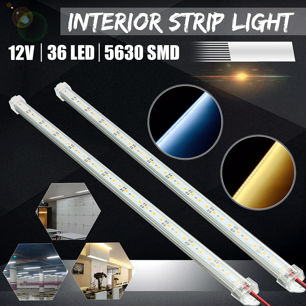 12V 5630 LED Strip Light Lamp Flexible Tape Self Adhesive Showcase Kitchen Room