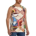 thumbnail image 2 of Uemuo Gnomes Books Tea Cups Pattern Men's Sleeveless T-Shirt,Muscle Athletic Tank Top, Moisture-wicking Quick-dry Breathable Classic Tee Top for Gym Run Outdoor Sports-Large, 2 of 8