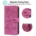 thumbnail image 7 of for iPhone 16 Plus Case, Flower Embossed PU Leather Shockproof Magnetic Flip Cover Card Holders Wallet Purse Phone Case for iPhone 16 Plus, Rose, 7 of 7