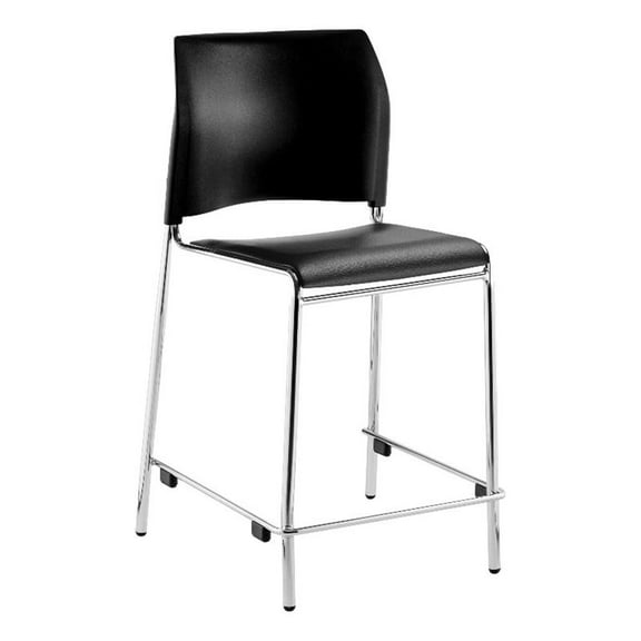 8700 Series Cafetorium Plush Vinyl Stool, Counter Height - Black