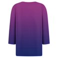 thumbnail image 5 of Womens 3/4 Sleeve Tops V Neck Button Up Trendy Casual Summer Fall Solid Color Tee Shirts Loose Fitting Slim Blouses Tunics Tops,Purple 2,XL, 5 of 5