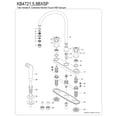 thumbnail image 6 of Kingston KB4728BXSP Metropolitan Two-Handle 4-Hole 8" Centerset Kitchen Faucet with Side Sprayer in Brushed Nickel, 6 of 7