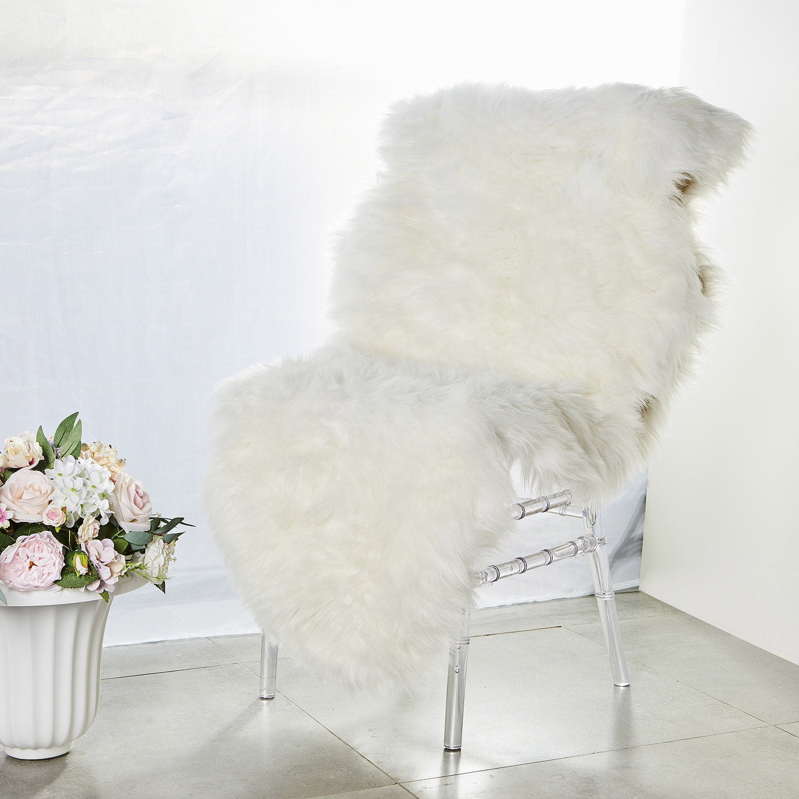 Efavormart 6FT x 2FT White Faux Sheepskin Rug, Soft Fur Area Rug Runner for Sofa Cover