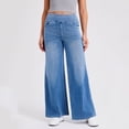 thumbnail image 2 of Jeans for Women Elastic High Waist Wide Leg Stretchy Baggy Streetwear Casual Denim Pants with Pockets, 2 of 6