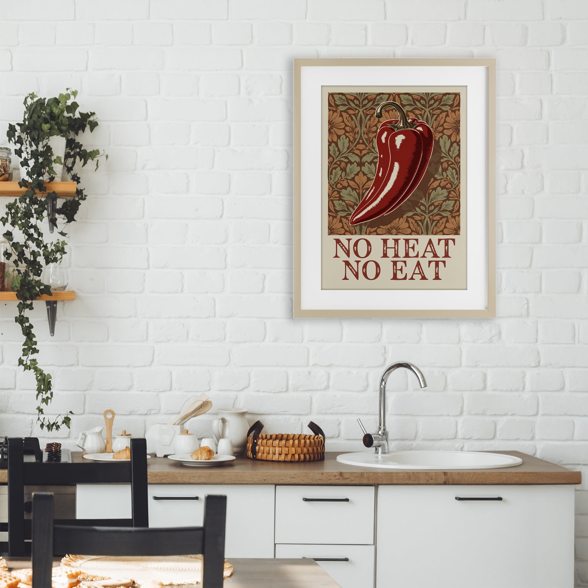 Stupell Industries No Heat or Eat Pepper Birch Framed Print Under Glass, design by Andreas Magnusson