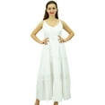 thumbnail image 2 of Bimba Women's Sundress Long Maxi Drawstring Waist Spaghetti Strap Dresses, 2 of 9