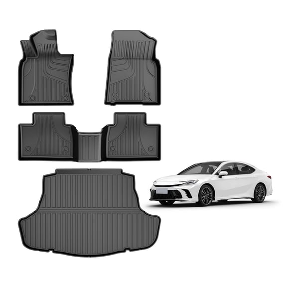 DIKSOAKR Full Set Custom Fit for Toyota Camry Hybrid/LE/SE/XLE/XSE/LEV 2025 2026 All Weather TPE Floor Mats & Cargo Mat Waterproof Car Protection Accessories