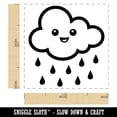 thumbnail image 2 of Cute Kawaii Rain Cloud Raining Self-Inking Rubber Stamp Ink Stamper - Fuchsia Ink - Small 1 Inch, 2 of 7