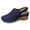 Navy, variant on Hollow out Mules for Women Closed Round Toe Wedge Sandals Trendy Stitching Leather Adjustable Slingback Platform Heels Sky Blue Size 8