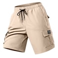 thumbnail image 3 of Fengqque Cargo Shorts for Men Elastic Waist Drawstring Quick-dry Plus Size Summer Shorts with Pockets Khaki M(M), 3 of 9