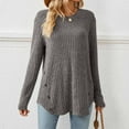 thumbnail image 5 of Usmixi Winter Sweater for Women Knitted Pullover Tops for Women Loose Casual Round Neck Thin Lightweight Sweater Tunic Casual Solid Sweater Fall Long Sleeve Tops 2023, 5 of 7