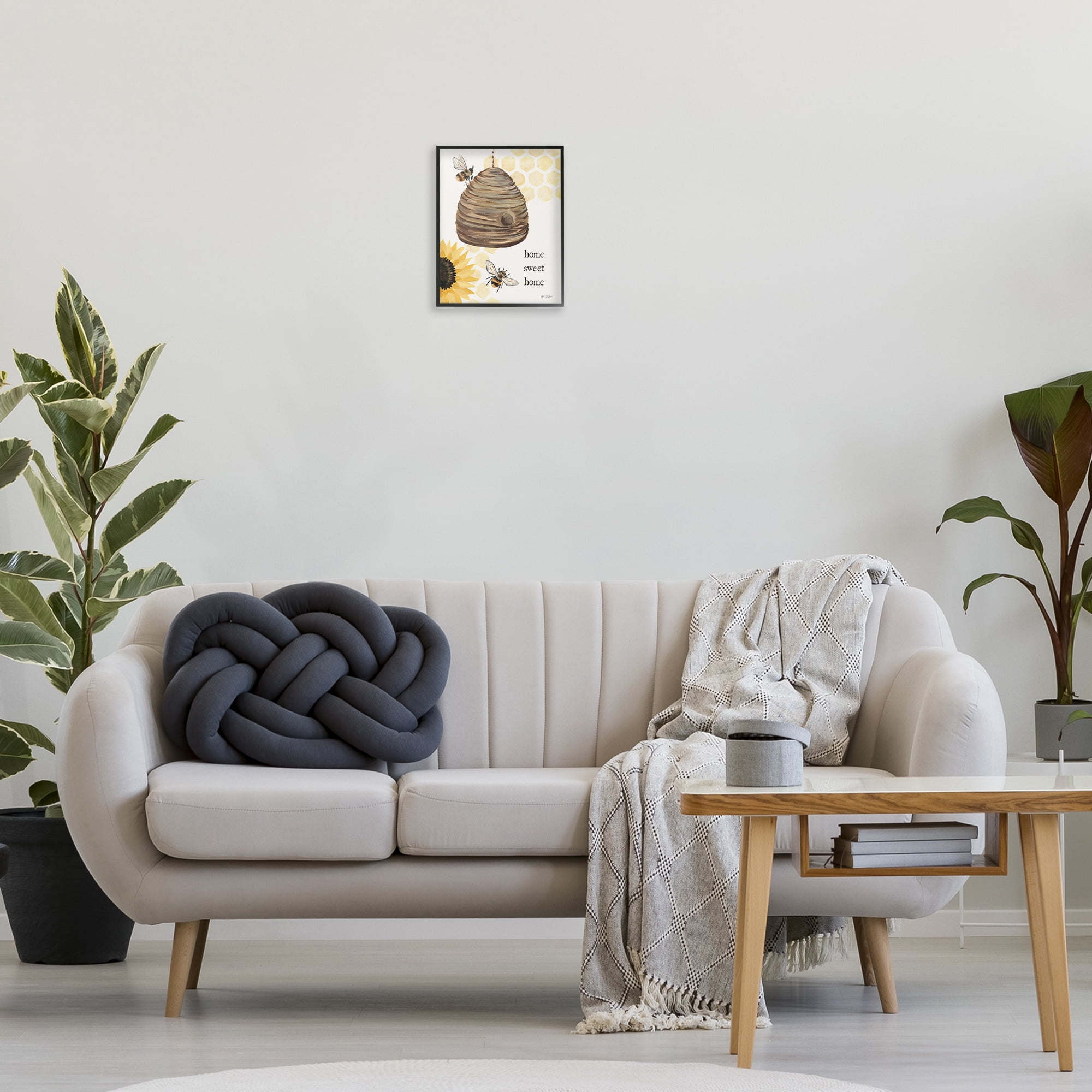 Stupell Industries Sweet Home on Honeycomb Botanical & Floral Painting Black Framed Art Print Wall Art, 11 x 14