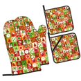 thumbnail image 3 of ZNDUO Oven Mitts and Pot Holders Sets, Christmas Checker Elements Art Pattern Non-Slip Cooking Oven Gloves, 3 of 8