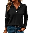 thumbnail image 2 of Yeaiivve Long Sleeve Golf T Shirt Women Loose Fit Solid Color Polos Shirts Lightweight Breathable Button Up Collared Workout Tops Fall Trendy Outfits Black XXL, 2 of 9