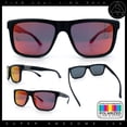 thumbnail image 2 of Polarized Mens Refined Rectangle Color Mirror Sport Horn Rim Sunglasses Black - Fuchsia Mirror, 2 of 8