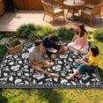 thumbnail image 2 of Navy Blue Reversible Outdoor Rug Waterproof, Vintage Plastic Straw Carpet with Portable Bag, UV Resistant Lightweight Patio Mat for Backyard Beach RV Deck, White, 2 of 13